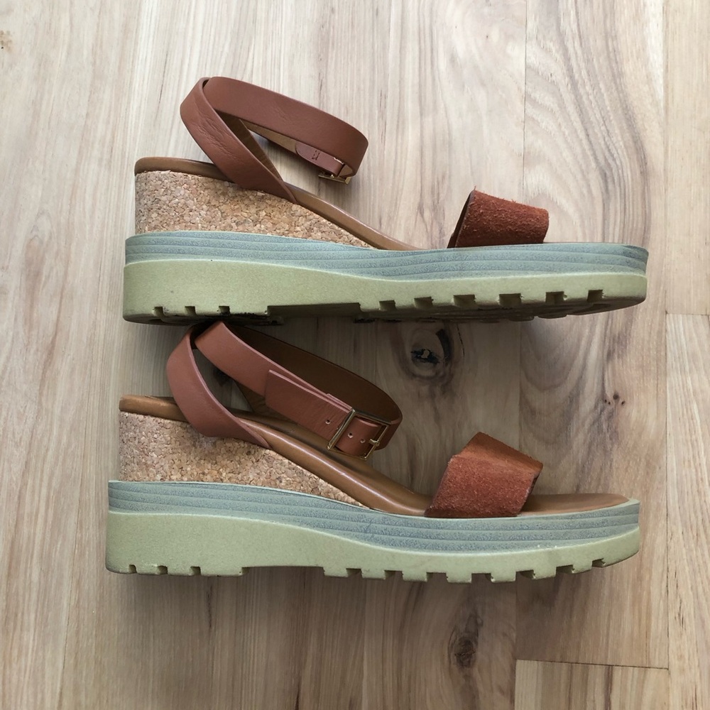 See by Chloe Robin Suede Strap Cork Stacked Wedge